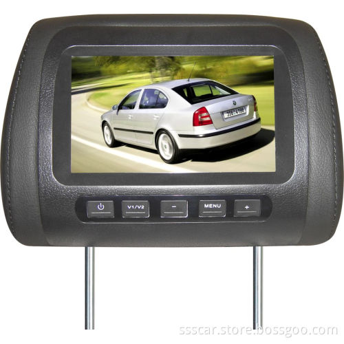 7 Inches LCD Car Headrest Monitor with 2 Video Input